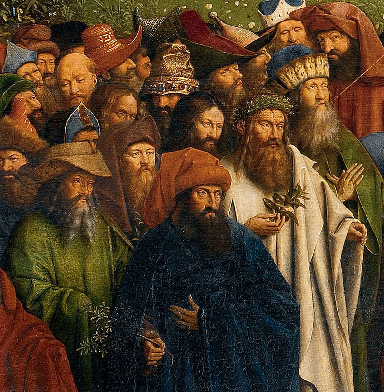 Ghent Altarpiece'den Mistik Kuzunun Tapınması detayı, orta panelin alt yarısı by Hubert & Jan van (1390 1441) Eyck