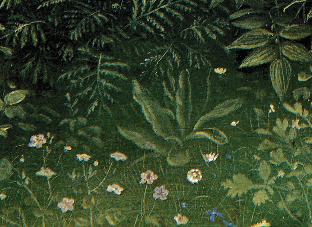 Ghent Altarpiece'in orta panelinden Mistik Kuzu Tapınması'nın detayı (panel üzeri yağlı boya) by Hubert & Jan van (1390 1441) Eyck