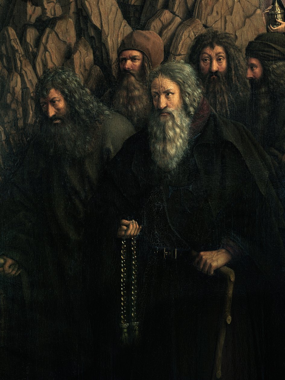 Ghent Altarpiece'in sağ tarafından Hermits'in detayı by Hubert & Jan van (1390 1441) Eyck