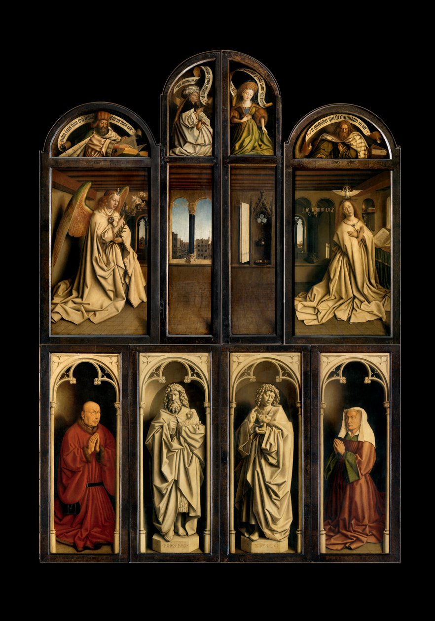 The Ghent Altarpiece'in Sol ve Sağ panellerinin dışı by Hubert & Jan van (1390 1441) Eyck