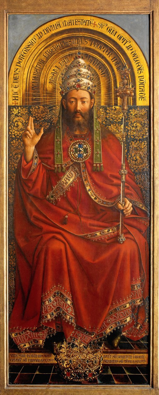 Baba Tanrı, Ghent Altarpiece'in merkezi paneli by Hubert & Jan van (1390 1441) Eyck
