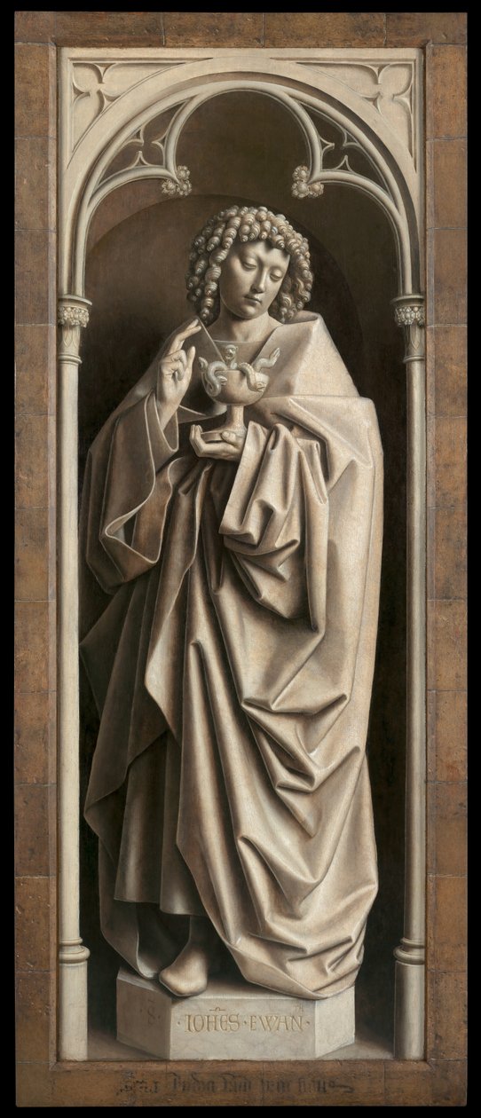 The Ghent Altarpiece'in sağ kanadının dışından Aziz John the Evangelist by Hubert & Jan van (1390 1441) Eyck
