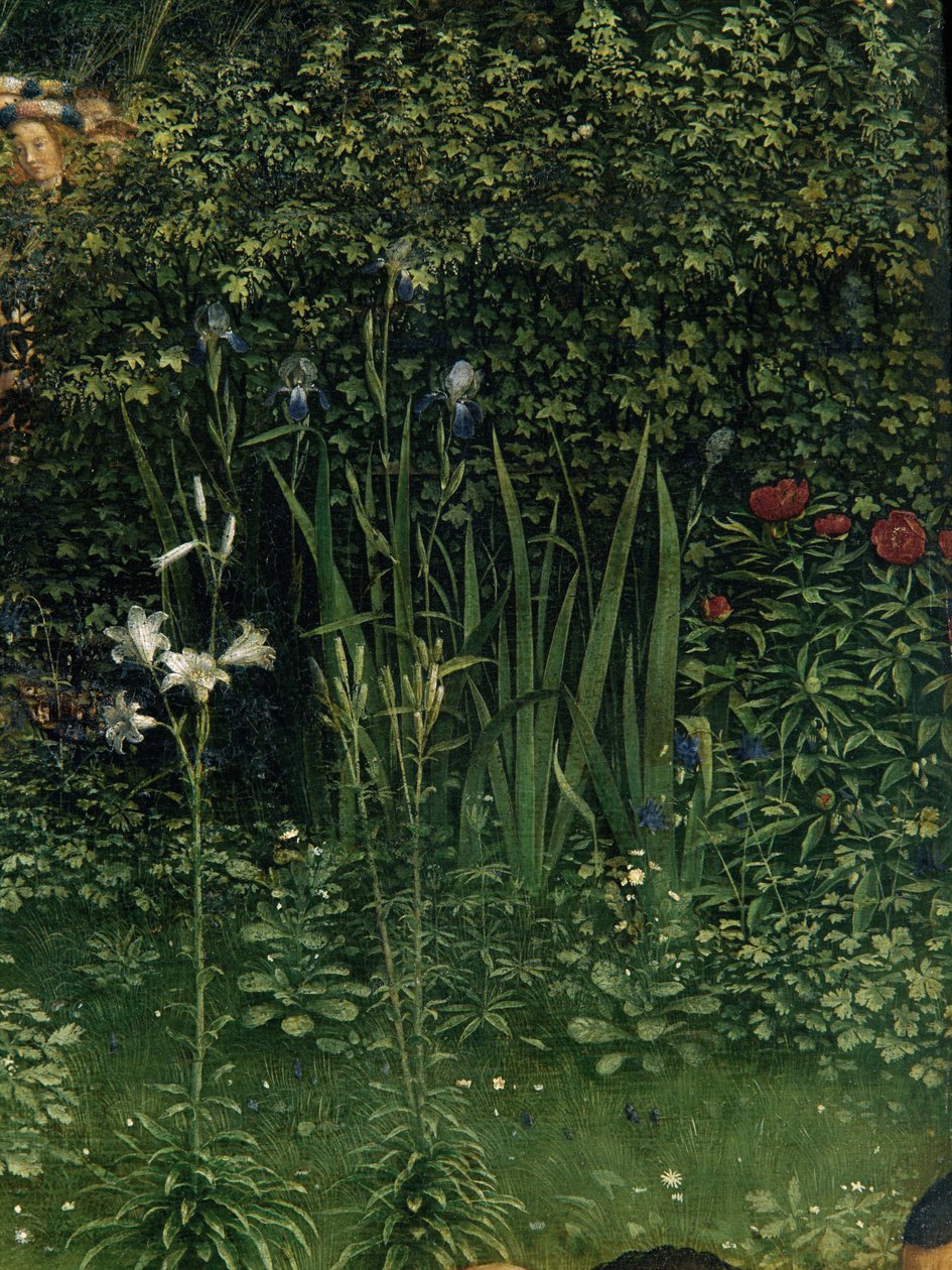 Ghent Altarpiece'den Mistik Kuzunun Tapınması, orta panelin alt yarısının detayı by Hubert & Jan van (1390 1441) Eyck