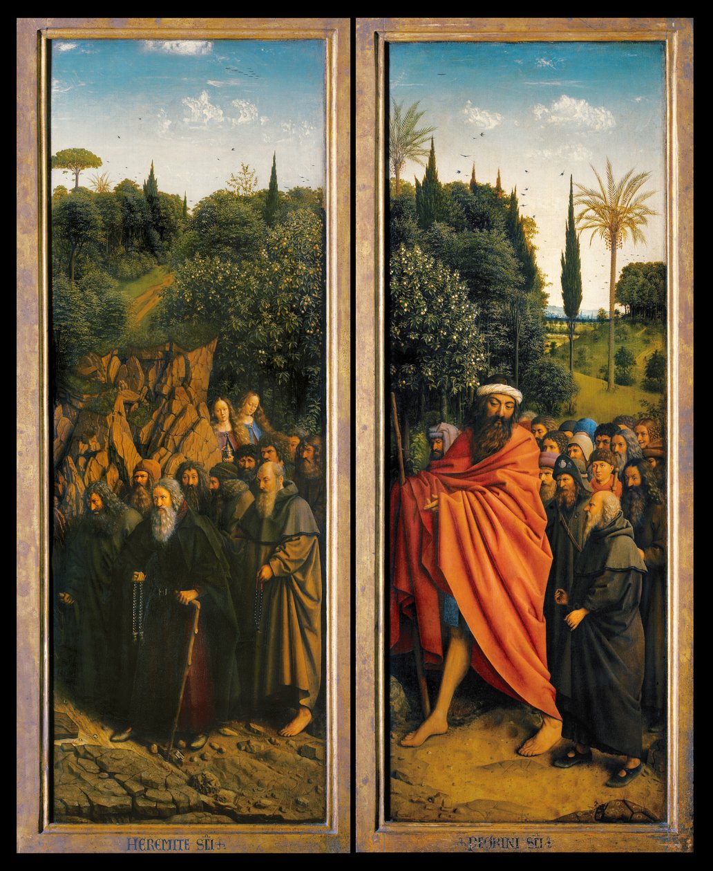 Ghent Altarpiece'in sağ tarafından Aziz Christopher tarafından yönlendirilen Münzeviler ve Hacılar by Hubert & Jan van (1390 1441) Eyck