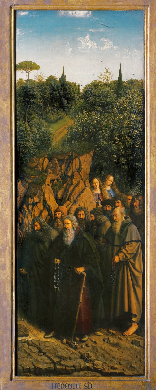 Ghent Altarpiece'in sağ tarafından Hermits by Hubert & Jan van (1390 1441) Eyck