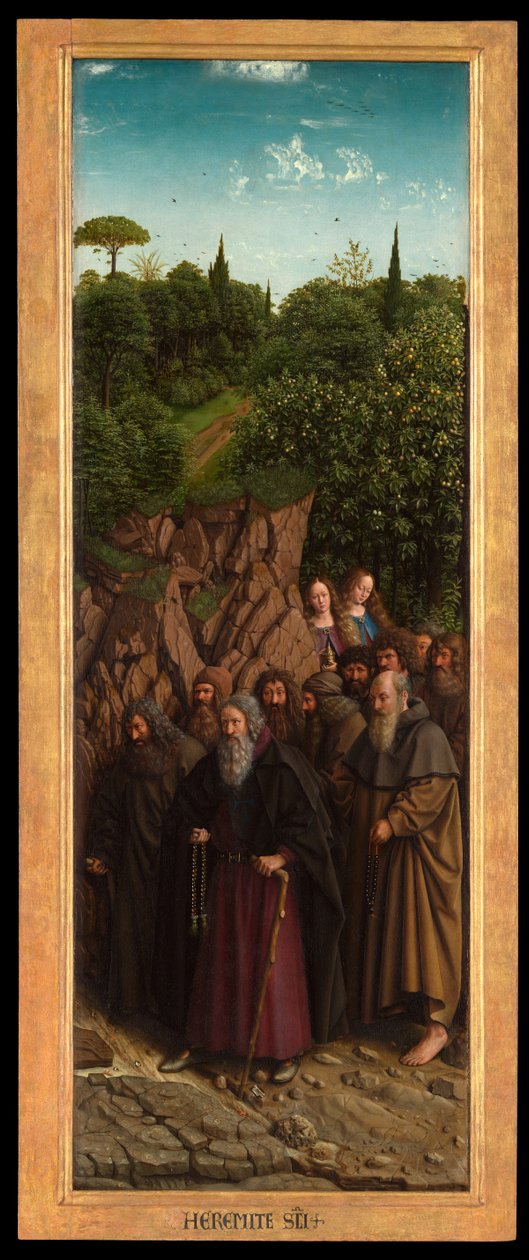 Ghent Altarpiece'in sağ tarafından Hermits by Hubert & Jan van (1390 1441) Eyck