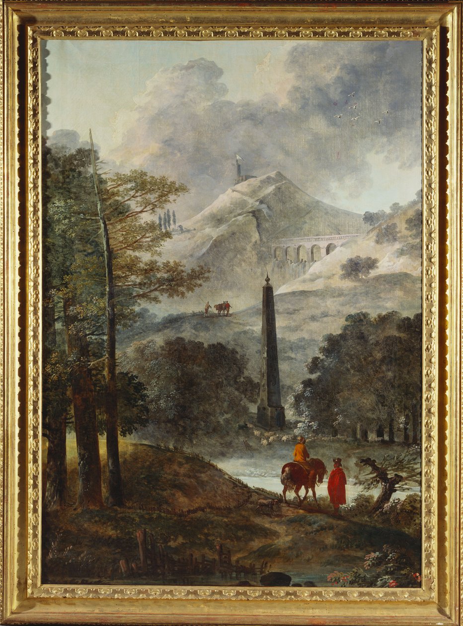 Dikilitaşlı Dağlık Bir Manzara by Hubert Robert