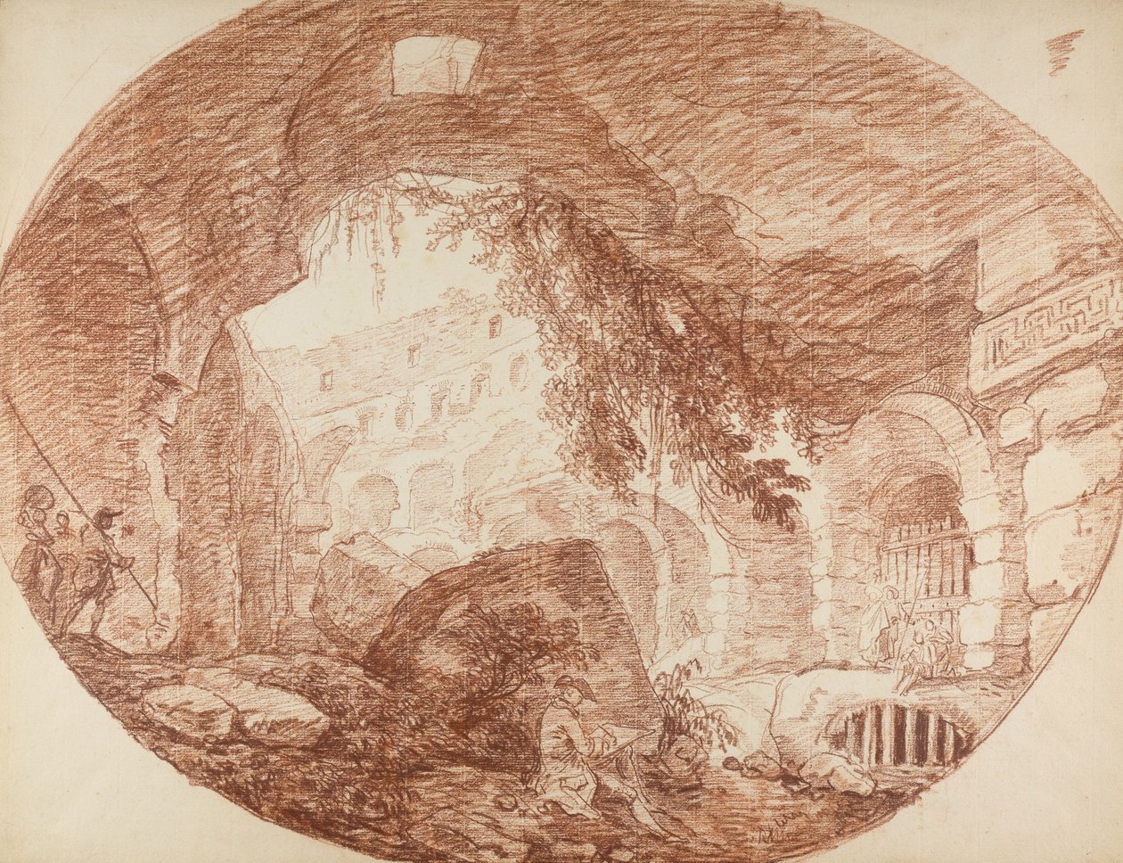 Kolezyum Harabelerinde Oturan Bir Sanatçı, c.1759 by Hubert Robert