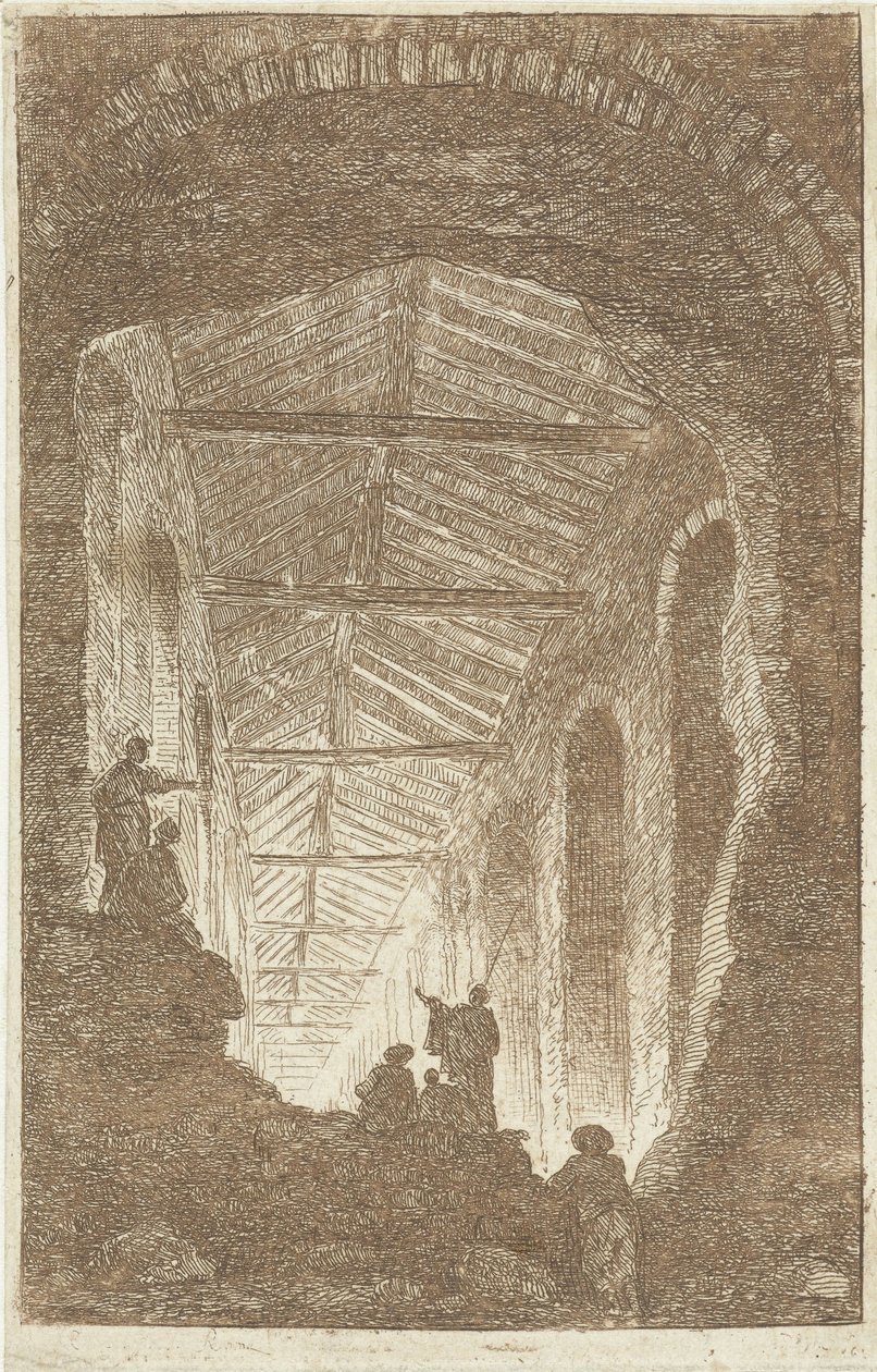 Antik Galeri Les Soirees de Rome (dizi başlığı) Roma yüzleri (dizi adı) by Hubert Robert