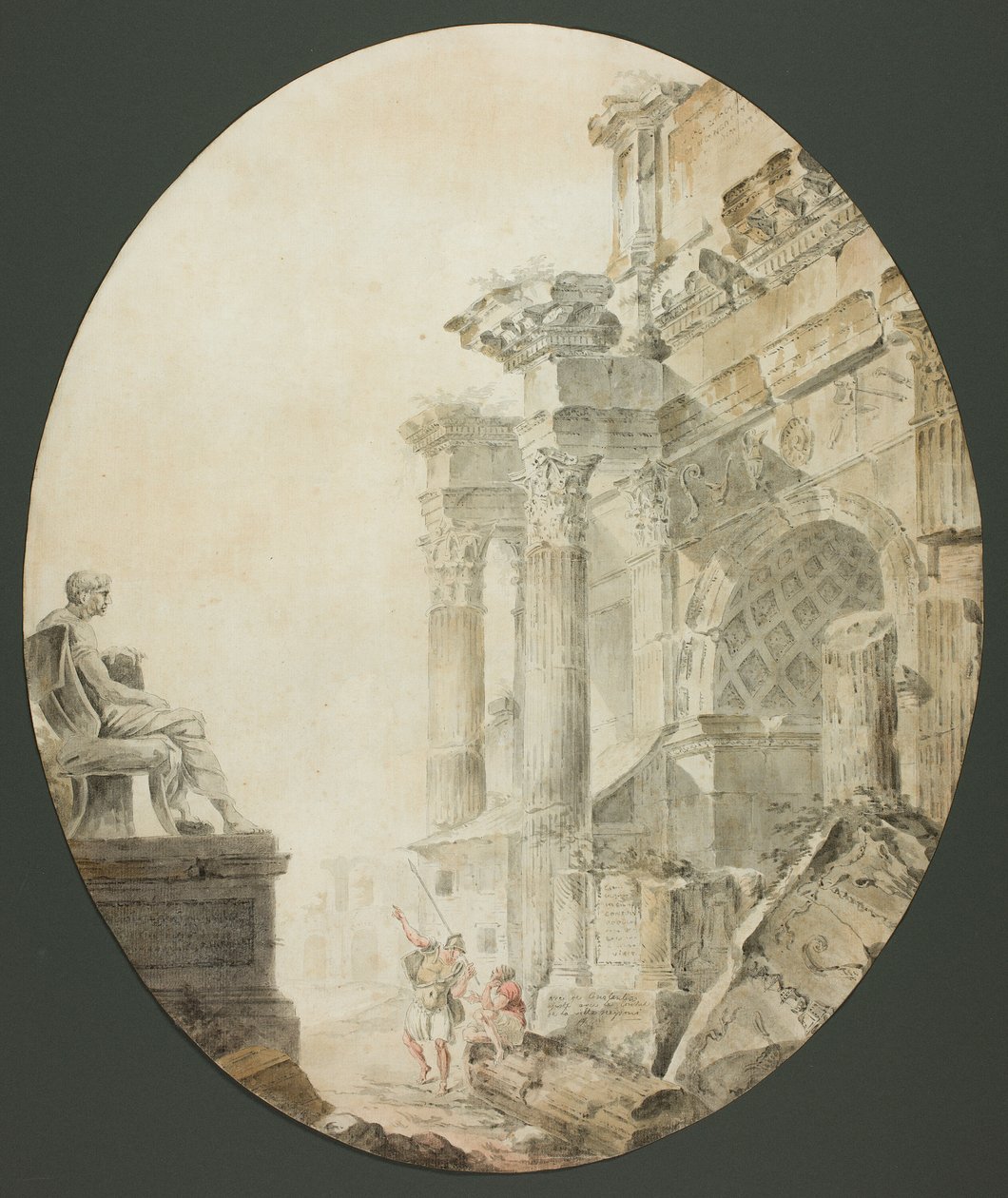 Nero Heykeli ile Konstantin Kemeri by Hubert Robert