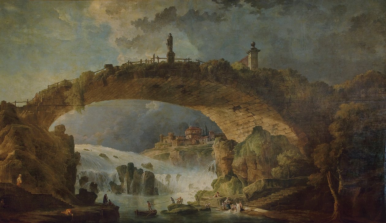 Şelalenin Üzerindeki Köprü by Hubert Robert