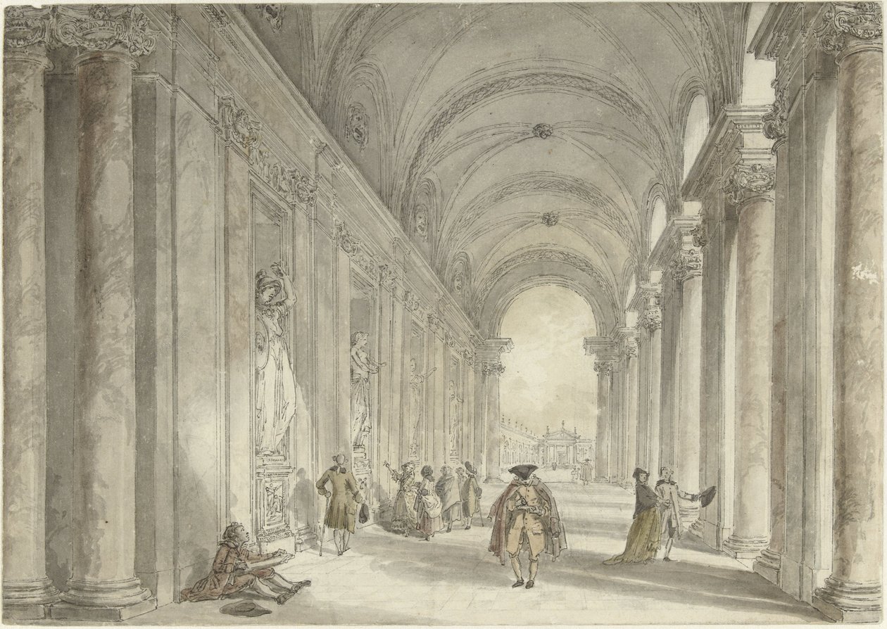 Roma'daki Villa Albani Kumarhanesinin Kolonatı Roma'daki Villa Albani kumarhanesinin önündeki kolonadın görünümü by Hubert Robert