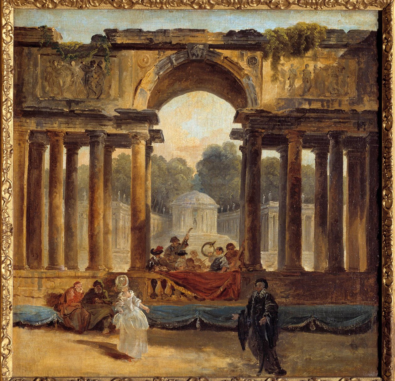 Bir Parkta Dans ve Konser Tablosu Hubert Robert (1733-1808) 18. yüzyıl Amiens, Musee de Picardie by Hubert Robert