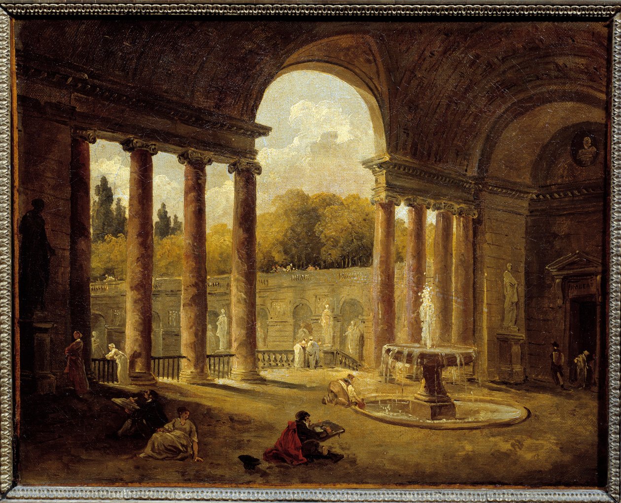 Bir revak altında çeşme. Hubert Robert (1733-1808) tarafından yapılan boyama by Hubert Robert