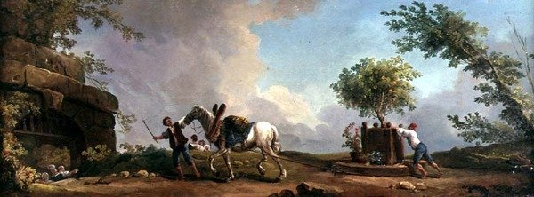 Portakal Ağacını Taşıyan Bahçıvanlar (tuval üzerine yağlı boya) by Hubert Robert