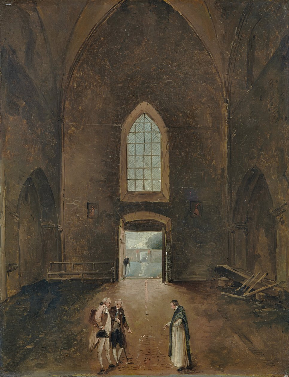 Hubert Robert ve amatör bir kilisedeki mezarı ziyaret ediyor by Hubert Robert