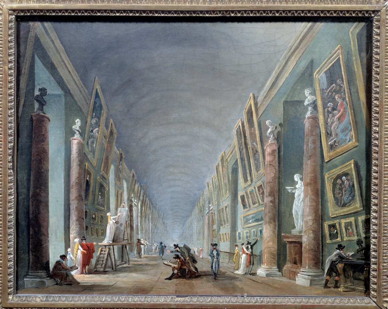 La grande galerie du Louvre, 1801 ve 1805 arasında Hubert Robert (1733-1808) Sun tarafından resim. 0,37 x 0,46 Louvre Müzesi, Paris - 1801 ve 1805 yılları arasında Louvre