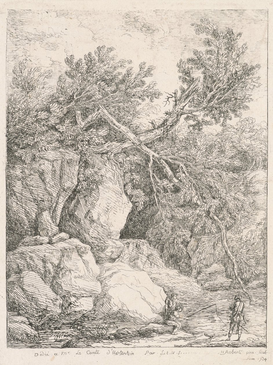 Devrilmiş Ağaç Manzarası by Hubert Robert