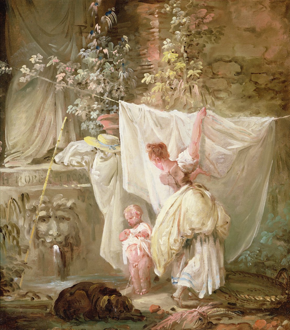 Çamaşırcı ve Çocuk, 1761 by Hubert Robert