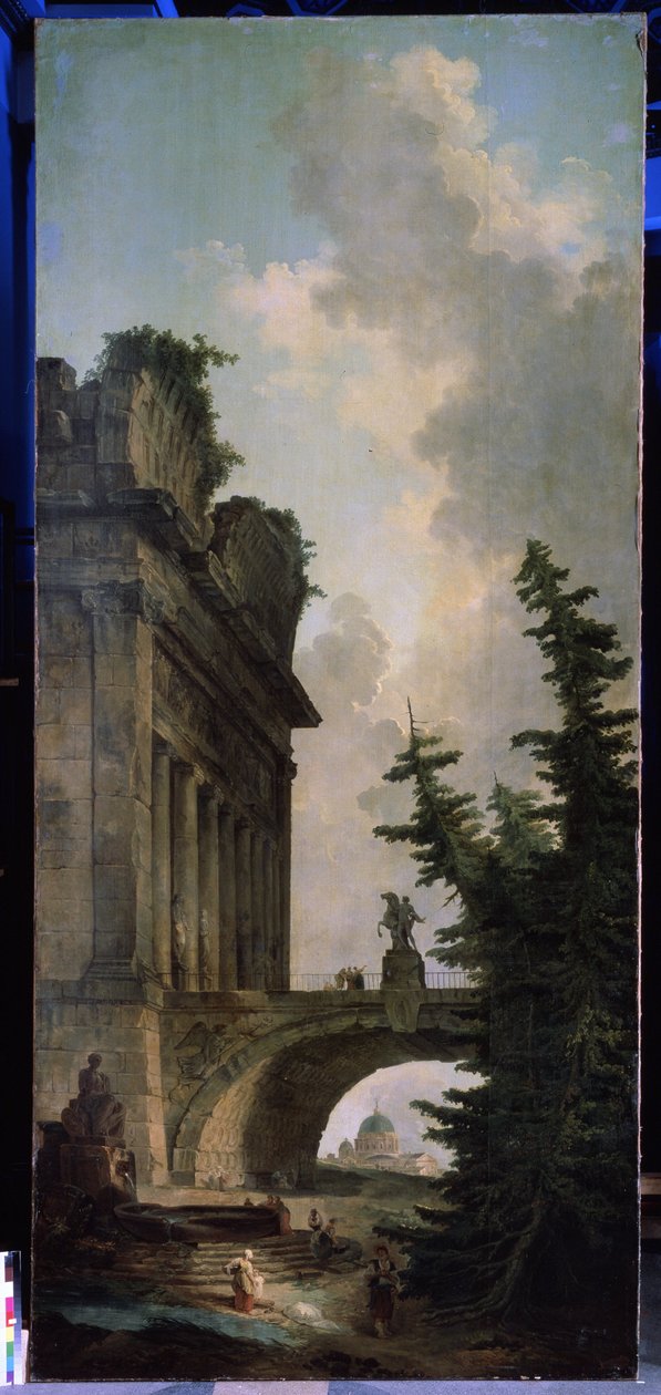 Eski köprü. Hubert Robert (1733-1808), tuval üzerine yağlı boya by Hubert Robert