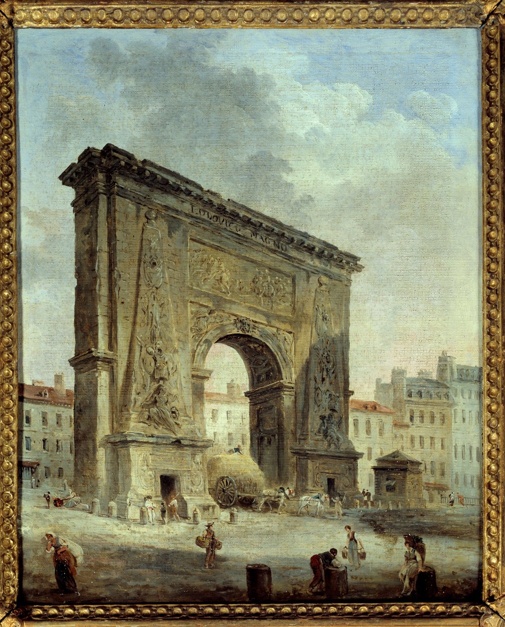 Porte Saint Denis (Paris şehrinin görünümü). Hubert Robert (1733-1808) tarafından yapılan boyama by Hubert Robert