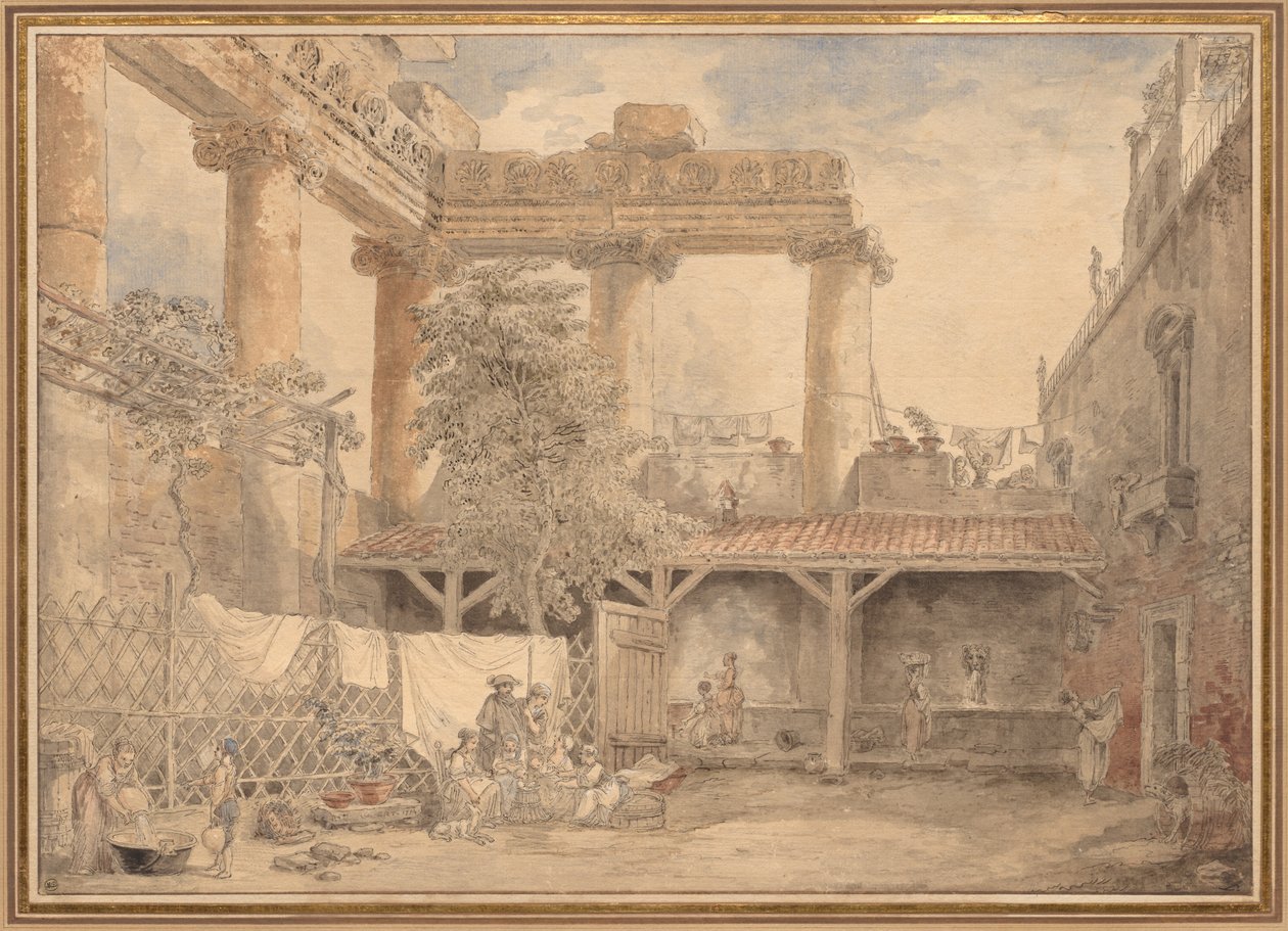 Roma Harabeleri, Villa Pamfili, 1774. by Hubert Robert