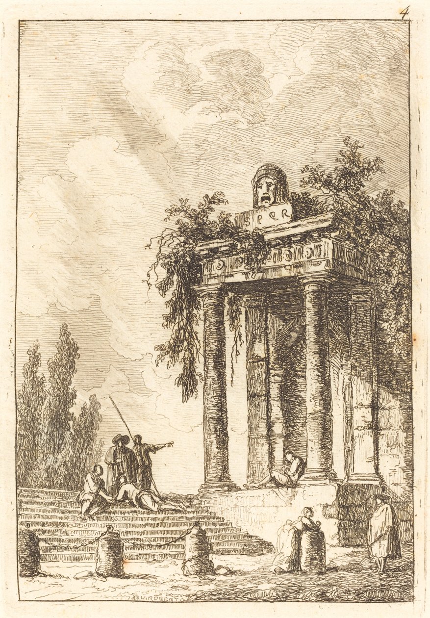 Dört Simgeye Giden Adımlar by Hubert Robert
