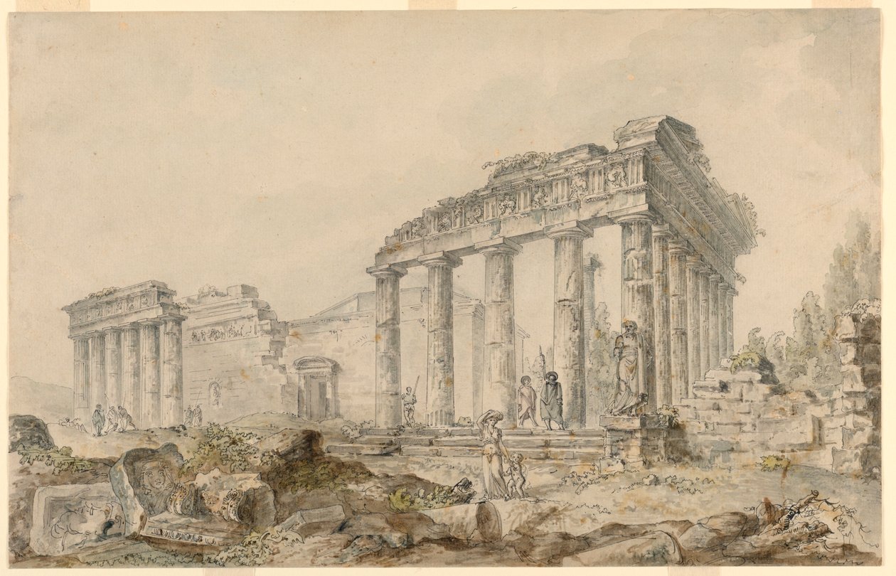 Minerva Tapınağı, Atina, Yunanistan by Hubert Robert