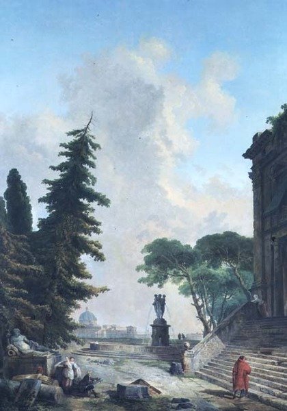 Bir Roma Sarayı Terası by Hubert Robert