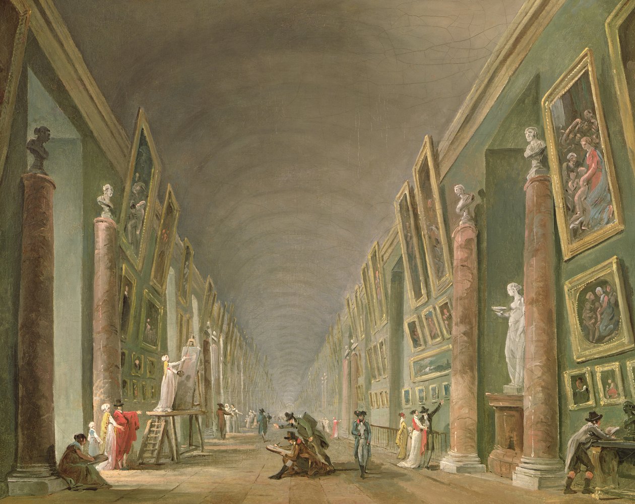 1801 ve 1805 yılları arasında Louvre Büyük Galerisi (tuval üzerine yağlı boya) by Hubert Robert