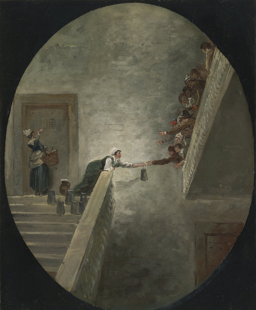 Saint-Lazare hapishanesinde süt dağıtımı, yaklaşık 1794 by Hubert Robert