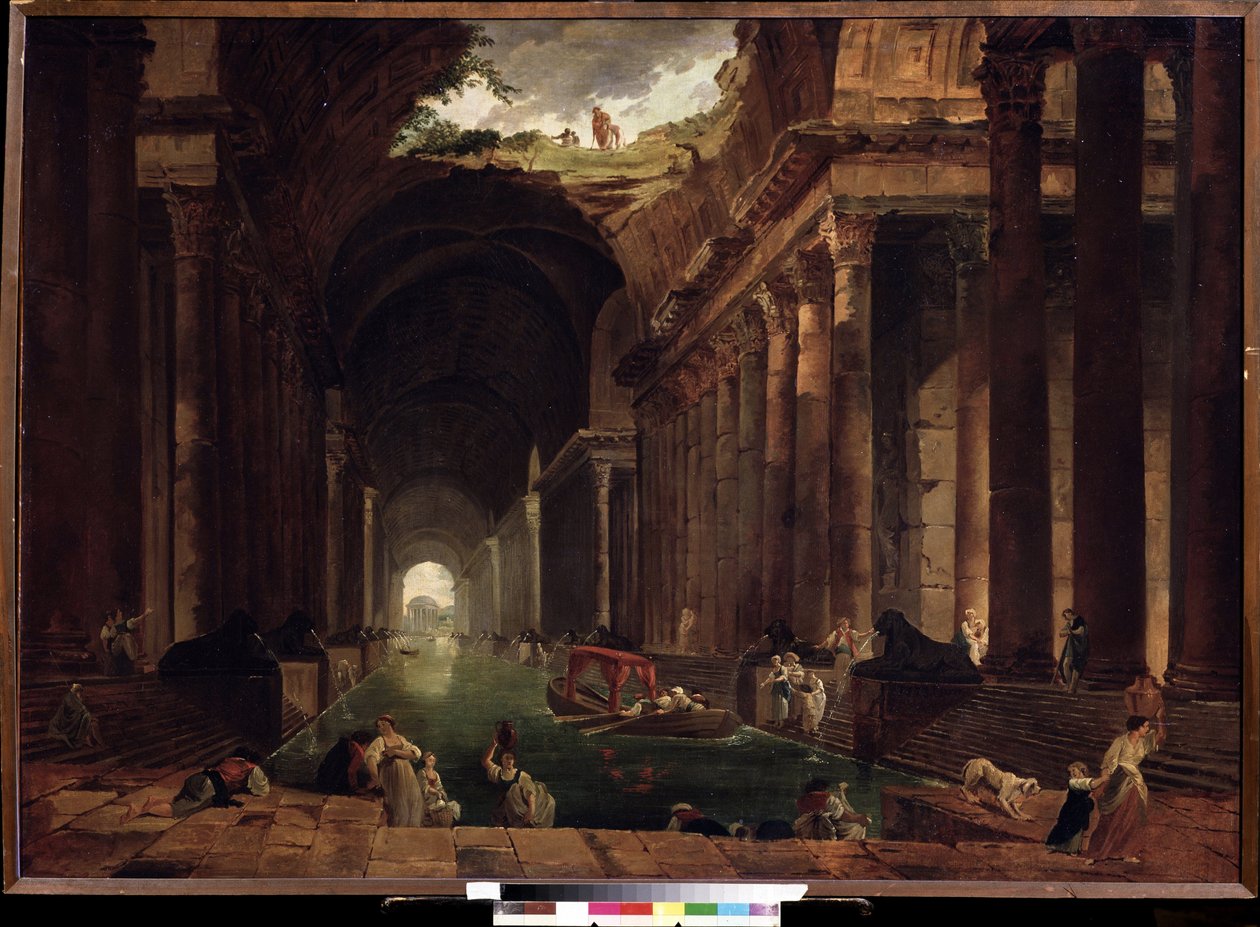 Termal banyolar (Thermae). Hubert Robert (1733-1808), tuval üzerine yağlı boya by Hubert Robert