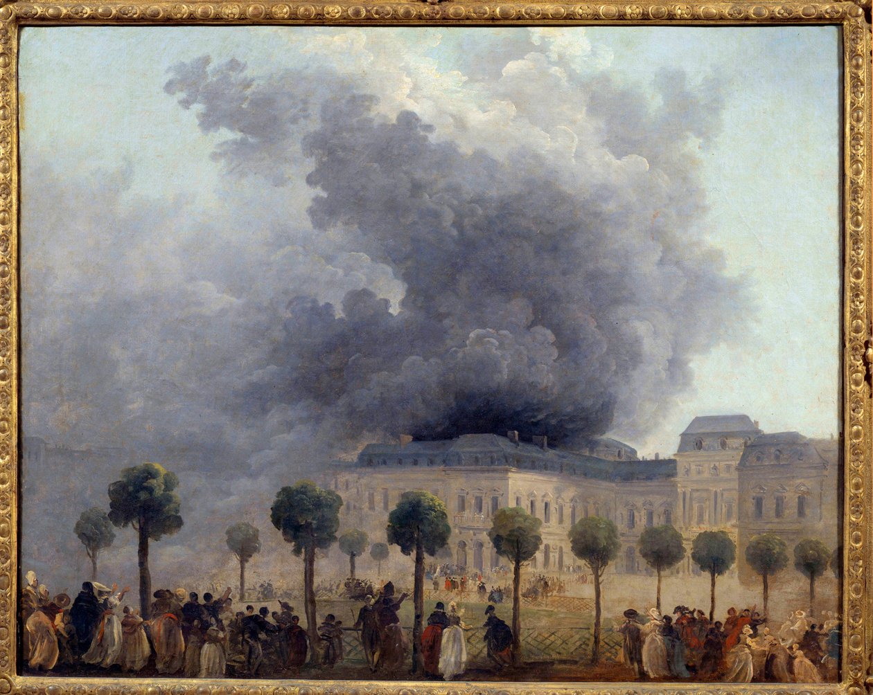 8/06/1781 tarihinde Palais Royal bahçelerinden görülen Opera ateşinin görünümü, Resim Hubert Robert tarafından by Hubert Robert