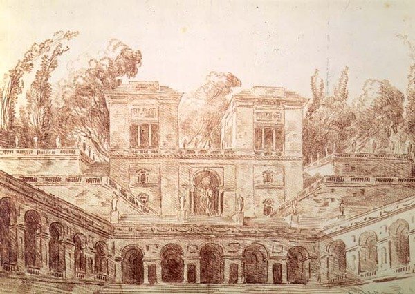 Villa Farnese, Roma (çizim) by Hubert Robert