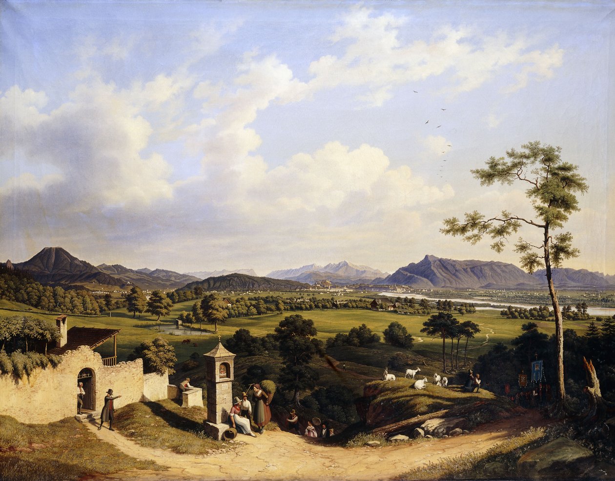 Salzburg manzaraları; Salzburg manzarası, 1847 by Hubert Sattler