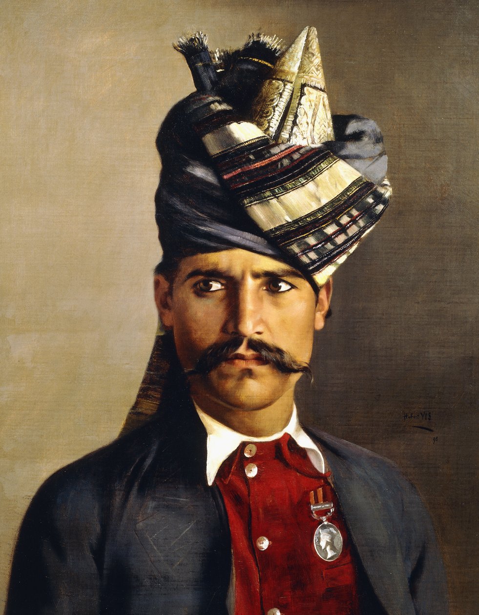 Askeri Başlıklı Bir Khattack Portresi by Hubert Vos