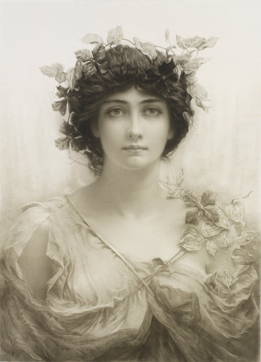 Clematis (karma yöntem gravürü) by Hubert von Herkomer