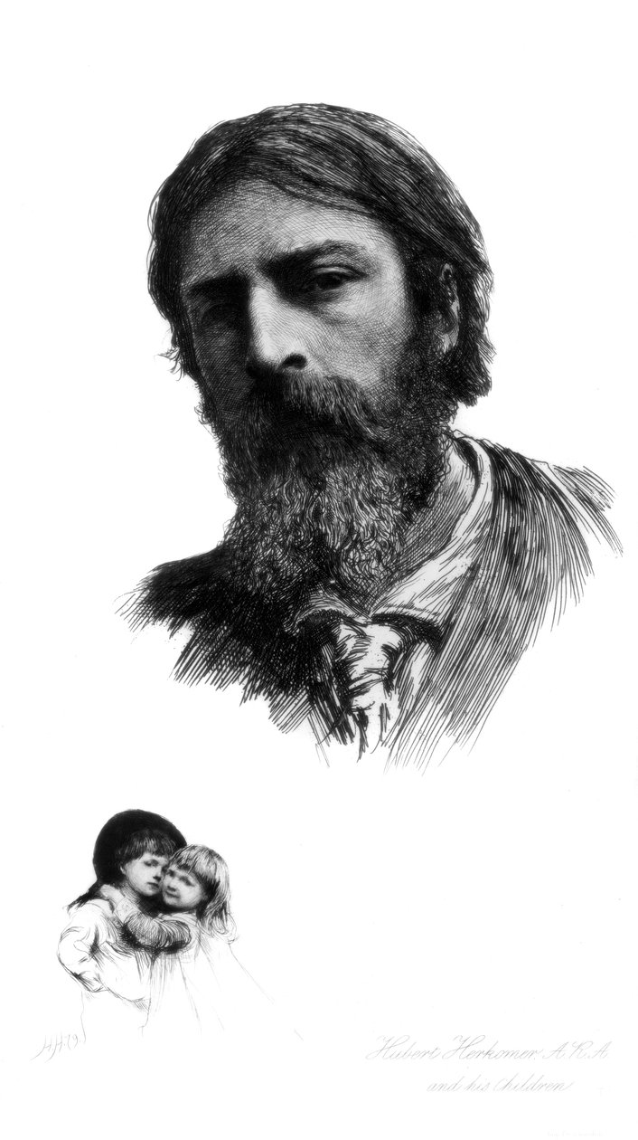 Hubert Herkomer, Alman doğumlu İngiliz sanatçı ve çocukları, c1880-1882. by Hubert von Herkomer