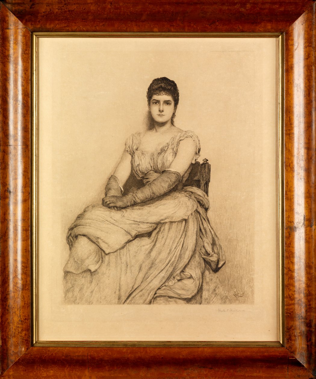 Beyazlı Bayan (Miss Grant) (gravür) by Hubert von Herkomer