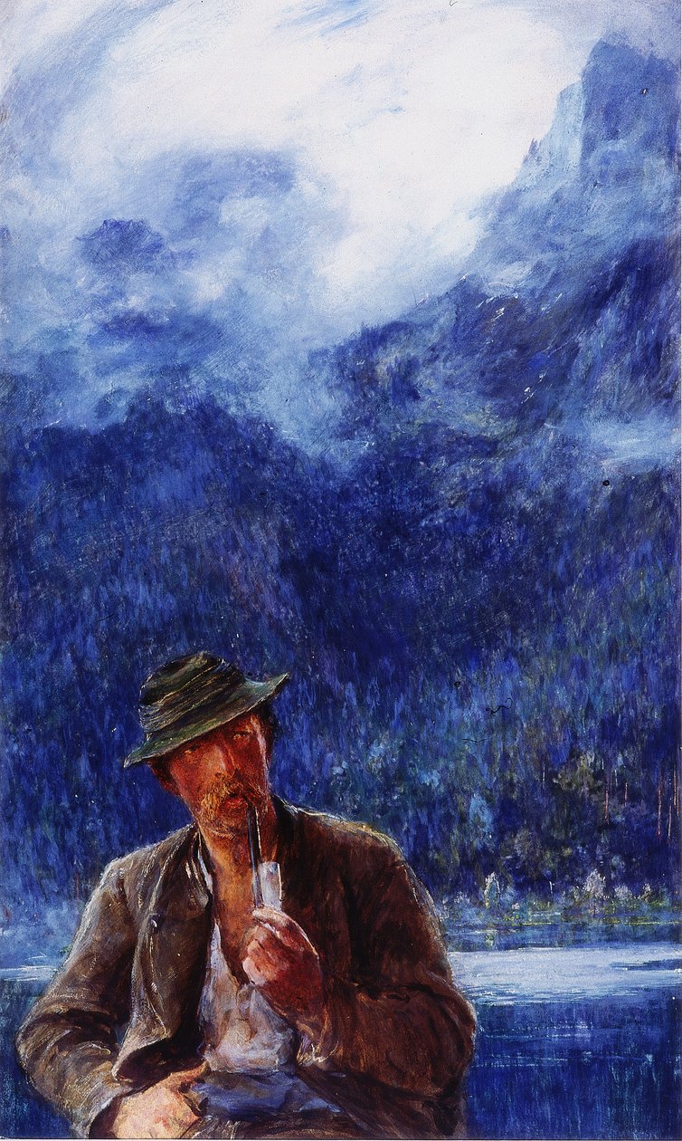 Hintersee Balıkçısı (dokuma kağıt üzerinde bc ve wc) by Hubert von Herkomer
