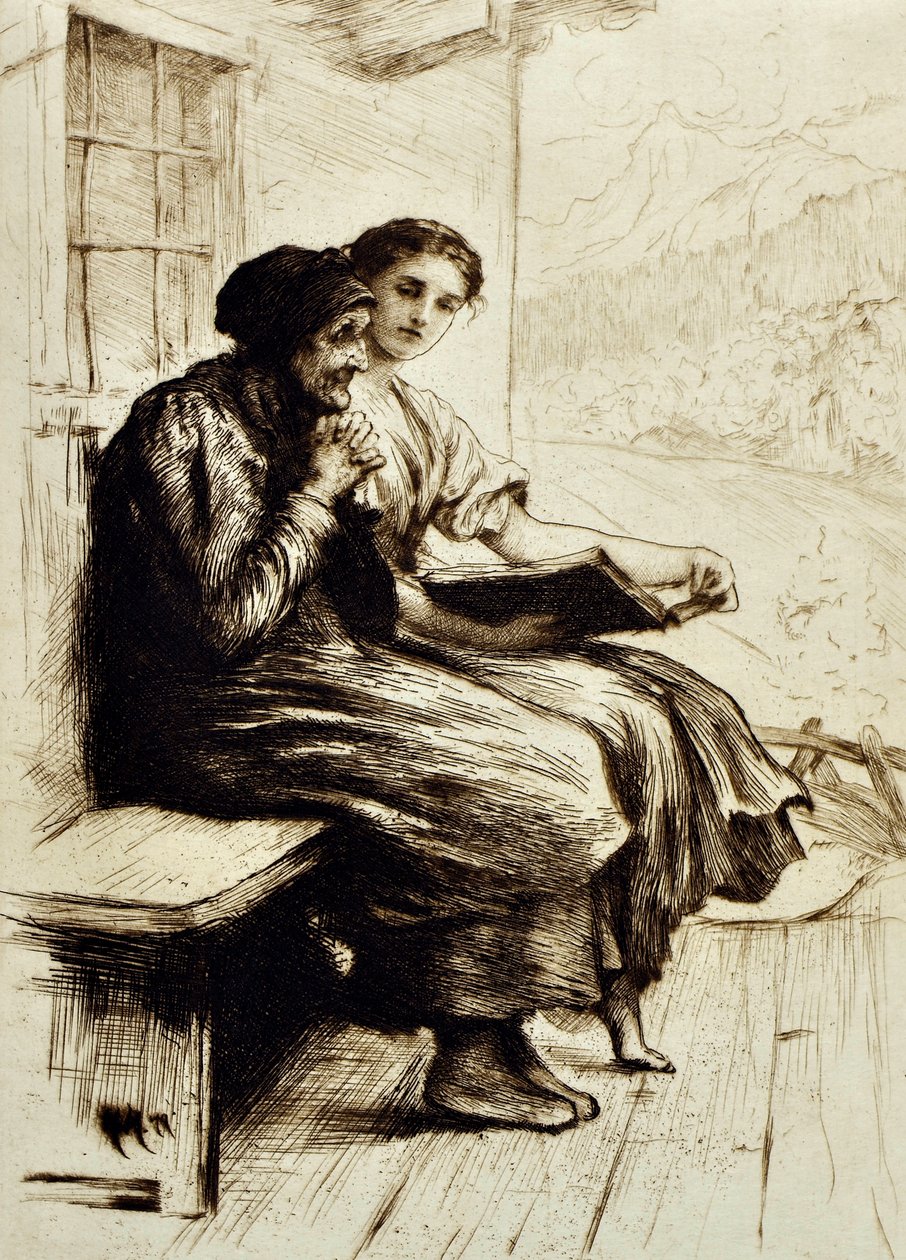 Rahatlatıcı Sözler, c.1879 (gravür) by Hubert von Herkomer