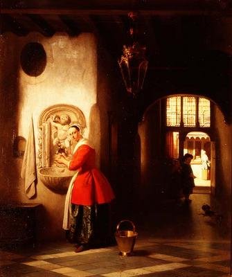 Koridorda bir hizmetçi by Hubertus van Hove
