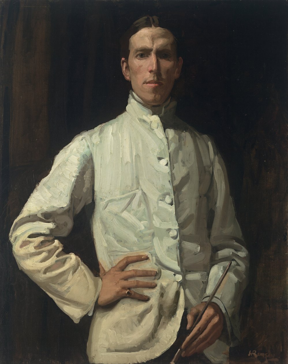 Beyaz ceketli kendi portresi by Hugh Ramsay