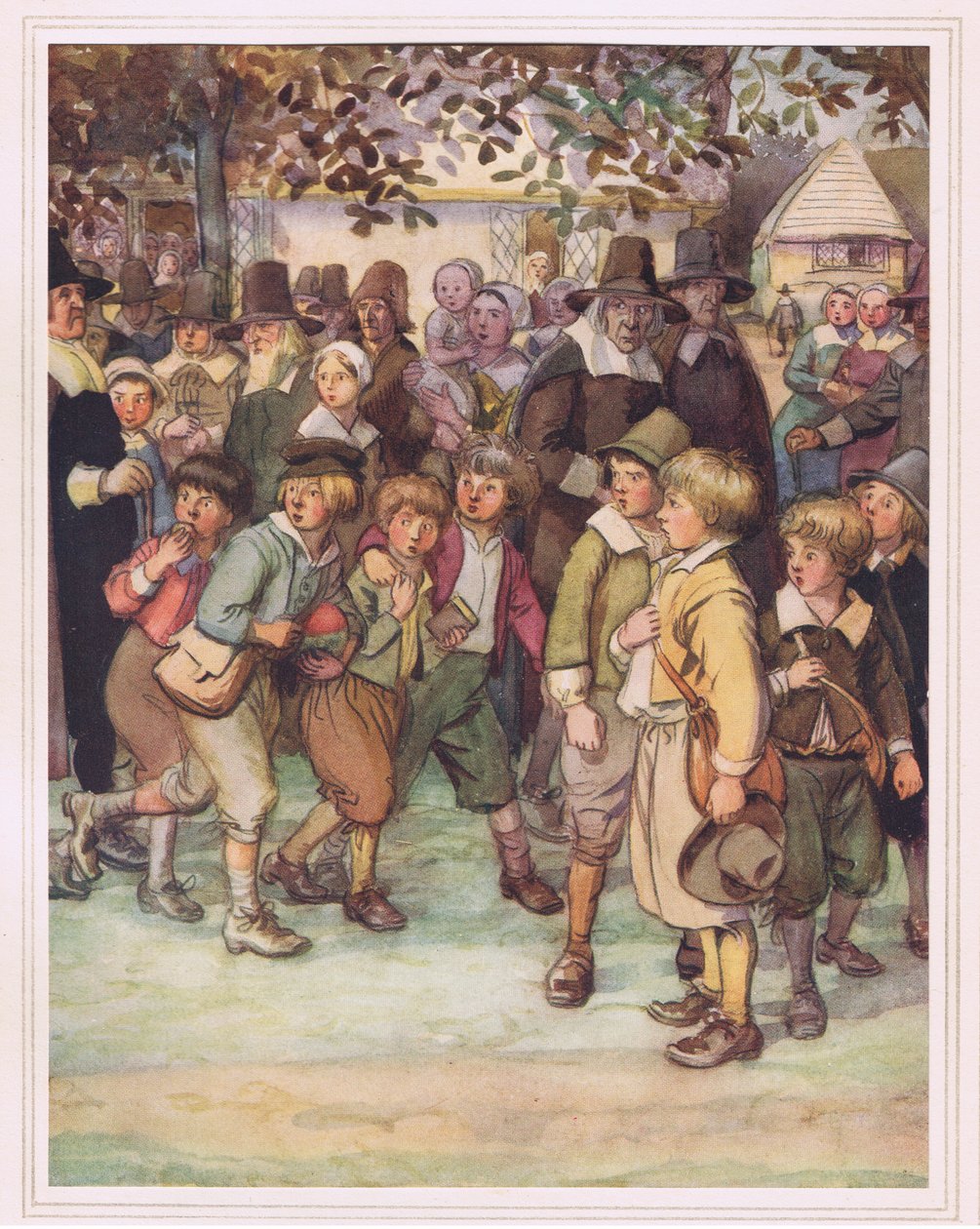 Hevesli ve meraklı öğrencilerden oluşan bir kalabalık by Hugh Thomson