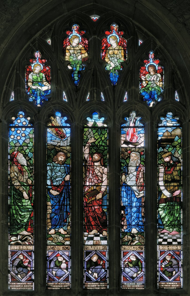 Langport, All Saints, Belham & Co, Hugh Arthur Kennedy, Abraham, Job, David, Moses & Solomon, 1879 by Hugh Arthur Kennedy