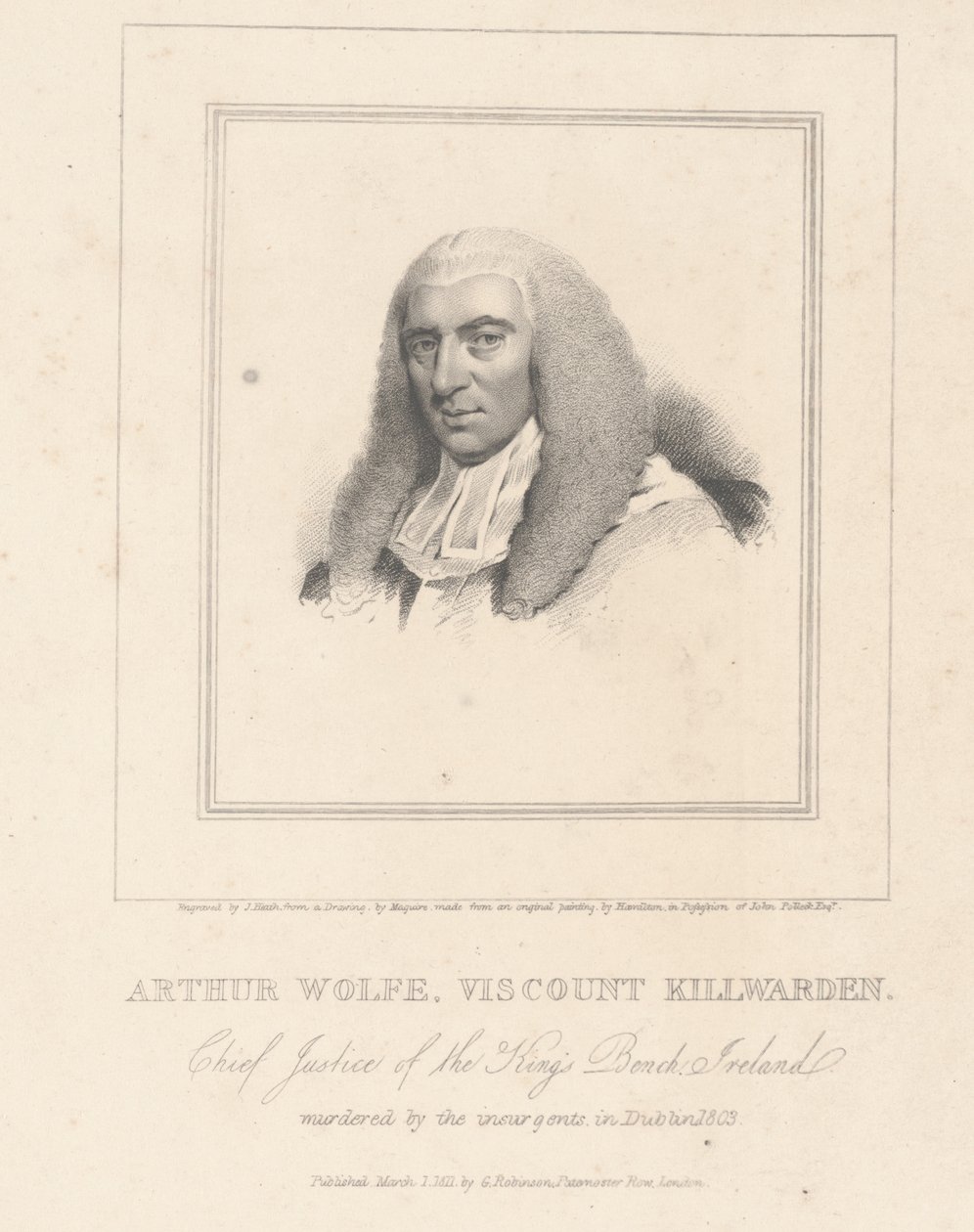 Arthur Wolfe, Vikont Killwarden, G. Robinson tarafından oyulmuş by Hugh Douglas Hamilton