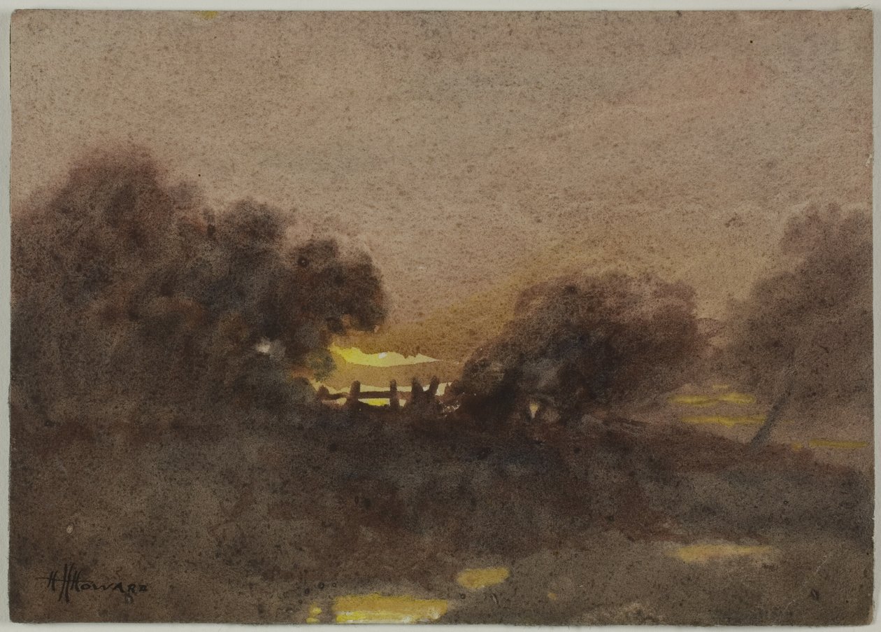 Gün batımında kapı ile manzara by Hugh Huntington Howard