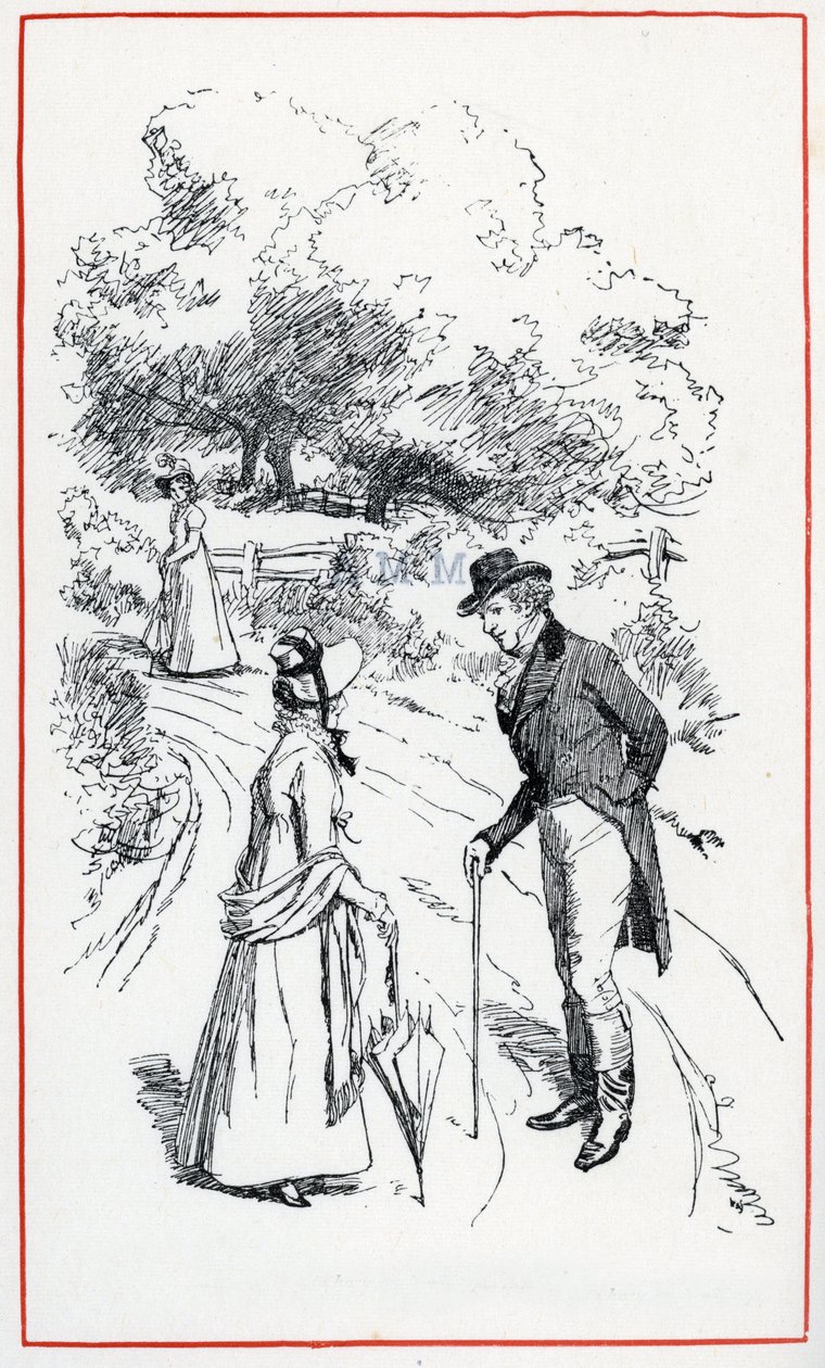 Jane Austen'ın "Emma" çizimi (illüstrasyon) by Hugh Thomson