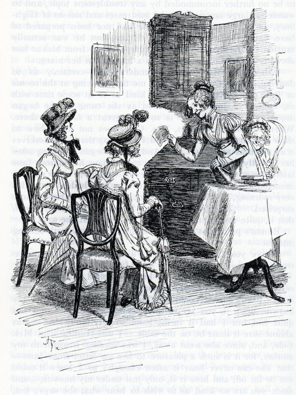 Jane Austen'ın "Emma" çizimi (illüstrasyon) by Hugh Thomson