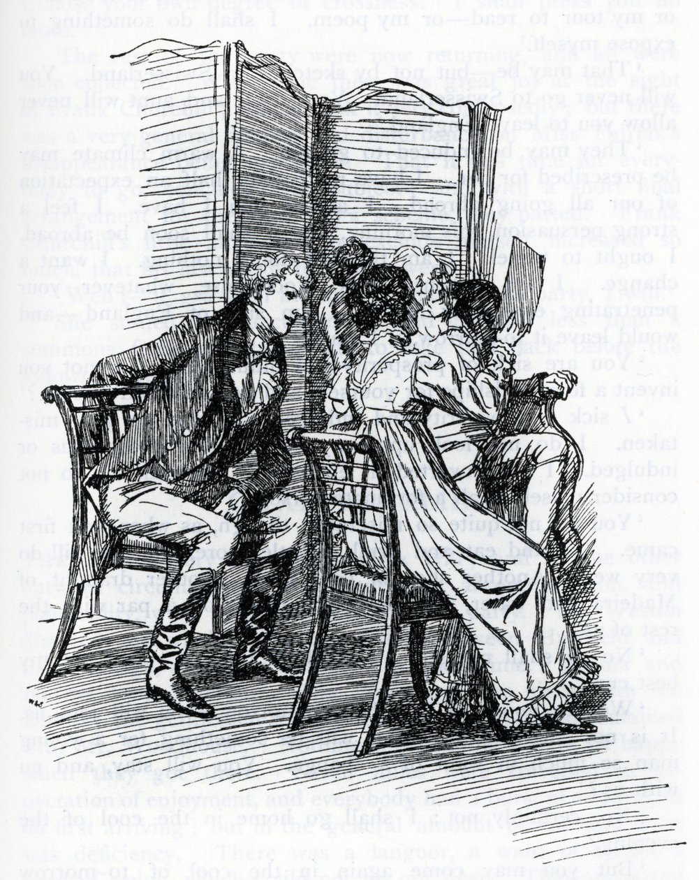 Jane Austen'ın "Emma" için illüstrasyonu. Hugh Thomson tarafından (illüstrasyon) by Hugh Thomson